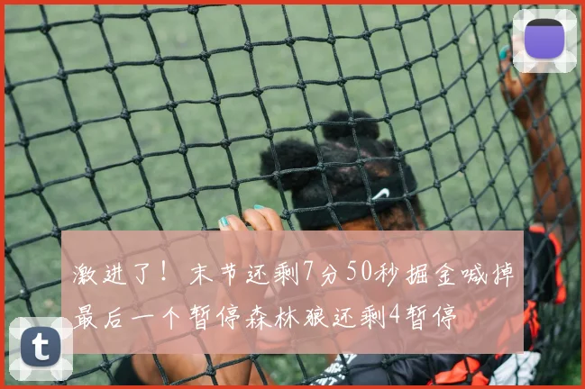 激进了！末节还剩7分50秒掘金喊掉最后一个暂停森林狼还剩4暂停